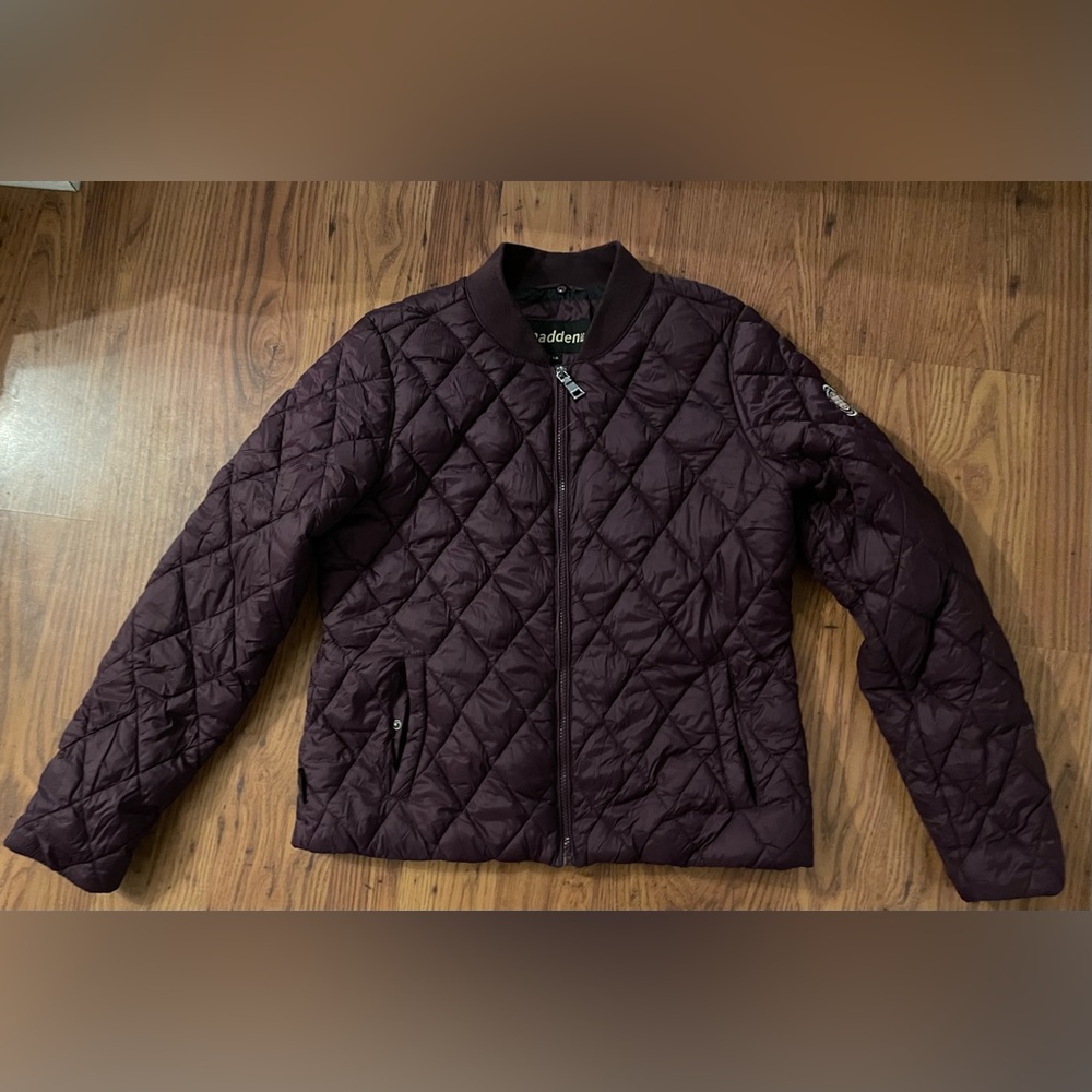 Steve Madden Quilted Bomber Jacket in Deep Plum